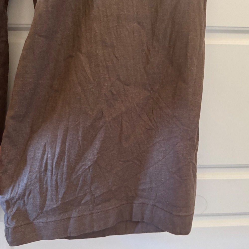 American Eagle sz XL Brown Linen Oversized Wide Leg Drawstring Pants Laggenlook - Picture 7 of 10